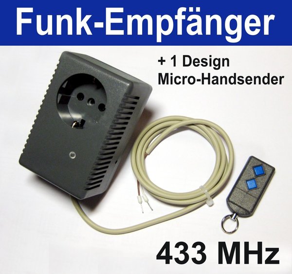 1-Kanal Steckdosen-Empfänger 230V/AC 433,92 MHz inkl.1 Micro Handsender 2-Kanal